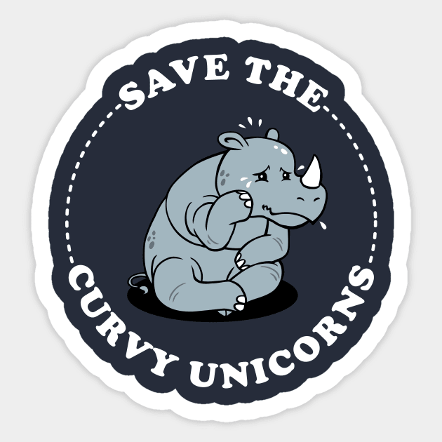 Save The Curvy Unicorns Sticker by dumbshirts